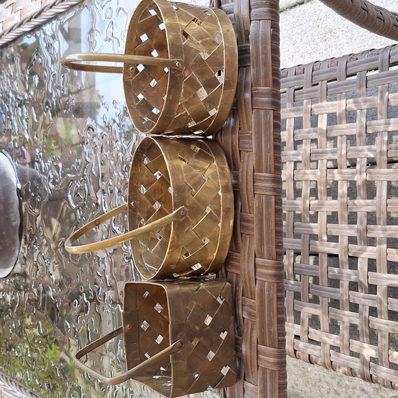 Vintage Brass woven baskets with handle - Picture 1 of 9